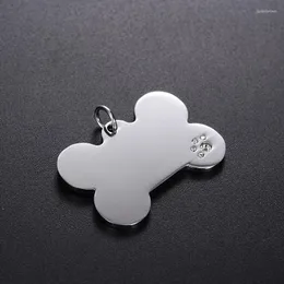 Pendant Necklaces Stainless Steel Rhinestone ID Dog Bone Pet Tag 40x22mm Blank For Print Pendants Necklace Mirror Polished 10pcs