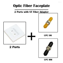 Fiber Optic Equipment 10 Pieces 2 Ports ST Faceplate With Adapter FTTD FTTH Networking Ethernet UPC/APC Simplex