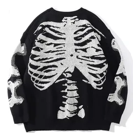Maglioni da uomo Uomo oversize nero allentato scheletro stampa ossa donna vintage retrò lavorato a maglia autunno pullover di cotone unisex 220905