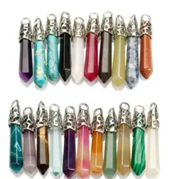 Charms Pendum Esagonale a punta Reiki Pietre naturali Ciondolo con ciondoli a colonna di cristallo per collana che fa l'accessorio regalo fai da te Dhseller2010 Dhkz2