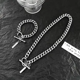 Подвесные ожерелья и браслеты из шарма кубинская титановая стальная хип -хоп ниша