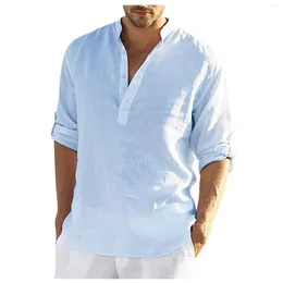 M￤ns casual skjortor designer f￶r m￤n h￶st bomull linne skjorta mode fast f￤rg l￥ng￤rmad l￶s grupp masculinas