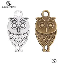 Charms Vintage Owl Animal Pendant Charm For Bracelet Necklace 100Pcs/Lot Retro Sier Broze Cute Diy Jewelry Making Drop Deli Mjfashion Dhmwj