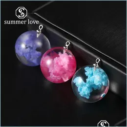 Charms Colorf Reçine Şeffaf Gökyüzü Mavi Beyaz Bulut Çubuk Ay Kolye Kolye için Yaratıcı Tasarım Top şekli Diy Takı AC LULUBABY DHPL1