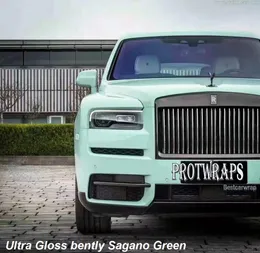 Premium Ultra Gloss Sagano Green Winyl Wrap Sticker Whole Car Covering Film z wydaniem powietrza Początkowy klejem dolnego kleju samoprzylepny 1,52x20m 5x65ft