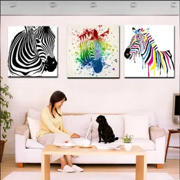 Målning hd tryck abstrakt zebra färgglad och svart akvarellolja på duk konstvägg bild för vardagsrum soffa cuadros