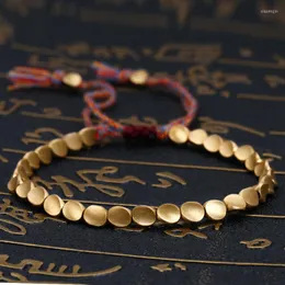 Strand Handmade Tibetan Copper Bead Bracelet For Women Adjustable Rope Chain Men Bracelets Gold Color Braided Boho Vintage Jewelry Gift