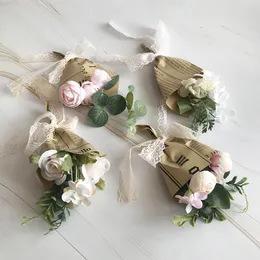 Faux floreale verde vintage seta finta rose fai da te autunno matrimonio decorazioni per la casa composizione natalizia falso peonia ortensia bouquet da sposa J220906