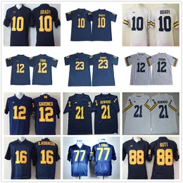 NCAA Koleji Futbol Formaları 10 Tom Brady 12 Devin Gardner 12 Chris Evans 16 Denard Robinson 21 Desmond Howard 23 Tyree Kinnel 77 Jacke Long 88 Jake Butt Jersey