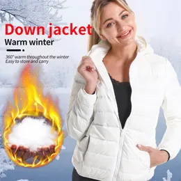 Down Down Down Parkas Winter Winter Oversize Ultralight Fin Down Jacket Duck Down Jackets capuzes de manga comprida Warm Puffer Jacket Woman 220906