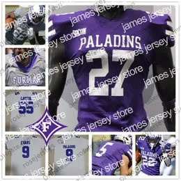 American College Football Wear Custom Furman Paladins Football Qualsiasi numero Nome Viola Grigio Bianco 4 Darren Grainger 9 Hamp Sisson 22 Devin Wynn 5 Dae'one Maglie