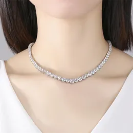 Pendant Necklaces 2022 Top Sell Bride Tennis Necklace Sparkling Luxury Jewelry 18K White Gold Fill Round Cut White Topaz CZ Diamond Gemstones Ins Pendant For