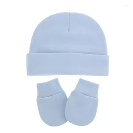 Hüte Baby Hut Handschuhe Set Baumwolle Beanie Frühling Herbst Kleinkind Jungen Mädchen Mütze Winter Warm Solide Kinder 2 Stück