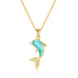 Girls little dolphin pendant stainless steel Necklace women fashion collarbone chain Birthday gift party jewelry