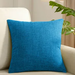 Linen Throw Pillow Capa Home Decorativa travesseiro para sof￡ Cafe Casas de almofada de cores s￳lidas modernas