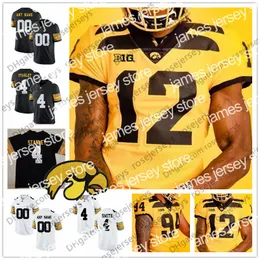 American College Football Wear Iowa Hawkeyes 2019 New Gold Gold Football 12 Brandon Smith White Black Amarelo Epenesa Stanley Fant Stanzi Men Juventude Jersey 4