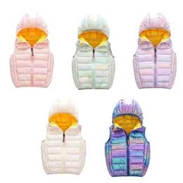 양복 조끼 소녀 다운 조끼 재킷 겨울 따뜻한 조끼 조끼 아이 아기 후드 코트 어린이 의류 소년 가벼운 겉옷 220905