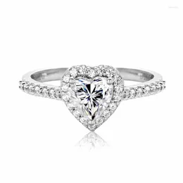 Pendanthalsband Anujewel 1 Heart Cut Moissanite Engagement Wedding Band Ring 925 Sterling Silver Rings for Women Jewelry Wholesale