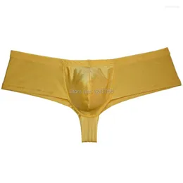 Unterhosen Männer Shiny String Muster Micro Trunks Hosen Sexy Mini Boxer Jungs Hüften Elastische Unterwäsche Bulged Beutel