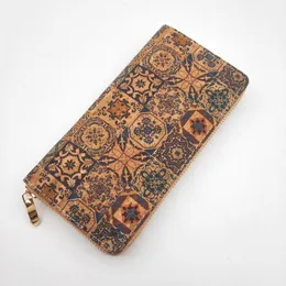 5st pl￥nb￶cker Kvinnor Cork Portuguese Tile Design Real Long Credit Card Holder