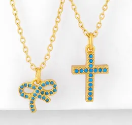 Schmuck Halsketten Anhänger Bogen Kreuz Kette Halskette Zirkonia Schmuck Kubikkristall Cz Mode Charme dk5