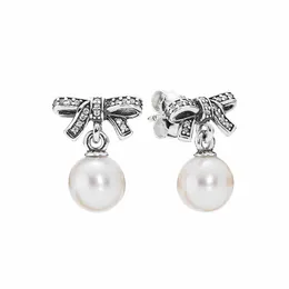 Orecchino di percorsi a ciondolo per perle bianchi per le orecchie da donna designer per feste di matrimonio set di gioielli per la vera sterling in argento in argento orecchini regalo con scatola originale