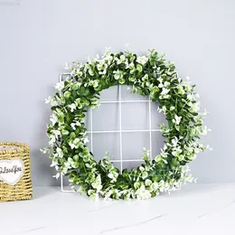 Faux kwiatowa zieleń prosta dekoracja drzwi DIY Eukaliptus Guirlande Pasteral American Wedding Photography okno