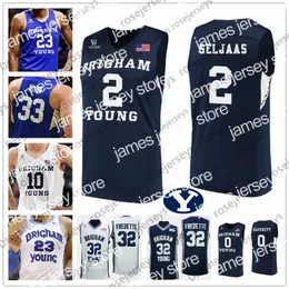 대학 농구는 커스텀 NCAA BYU COUGARS 2020 농구 23 YOELI Childs 32 Matt Haarms 33 Dalton Nixon 남자 청소년 어린이 Black White Blue Jersey S-4XL