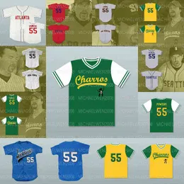 College Baseball usa faculdades masculinos Kenny Powers #55 Eastbound Down Down Mexican Myrtle Beach Mermen Charros Kenny Powers Homens Mulheres Juntas Juvent￡rias Baseis Double Stitch