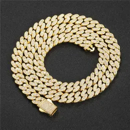 10mm Single Row Zircon Cuban Chain Spring Buckle Men's Personality Necklace Iced Out Chains Necklaces