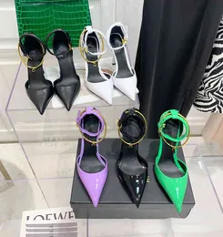 Chaussures décontractées en cuir verni pour femmes, version haute fixe, nouvelle ligne, boucle, niche verte, talons hauts, sexy, été 2022