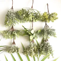 Faux Floral Greenery 6pcs mieszany zielony roślina kwiat wiśni mąki nici Berries DIY DIY Świąteczne tort weselny Wreńki Decor J220906