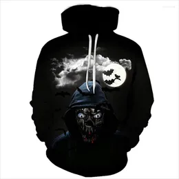 Erkek Hoodies Europe ve Amerika Birleşik Devletleri Erkek Kırmızı Kelebek Kafatası Serin 3D Dijital Baskı ile Gevşek Kapşonlu