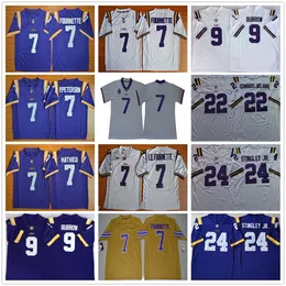 NCAA College LSU Tigers Football Jerseys 7 Leonard Fournette 9 Joe Burrow 22 Clyde Edwards-Helaire 24 Derek Stingley Jr. Jersey