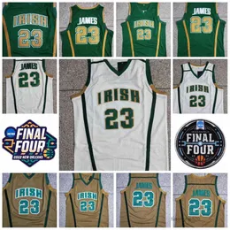 St. Vincent Mary High School Irish LeBron 23 James Maglie da basket Shirt Green White College James Stitched Jersey ricamo 2022 NCAA