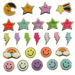 Dostawca imprezowy bezpośrednio wklejony klej ze złotą skórzaną Smile Smiley Star Rainbow Lightning Redel Haftery