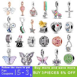 925 Charme de prata Mercadas Dangle Clover Ladybug Dreamcatcher Dangle Bead Fit Pandora Charms Bracelet Diy Acessórios de jóias