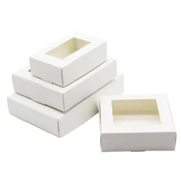 Confezione regalo 30 pezzi Scatola bianca fai-da-te con scatola regalo in carta per finestre Imballaggio per torte per la confezione di muffin per feste a casa di nozze Regali di Natale Scatola Kraft 220906