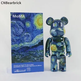 New 400% Bearbrick Action & Toy Figures Vincent van Gogh The Starry Night 28CM Dolls Medicom Toys Vinly Doll In Retail Box