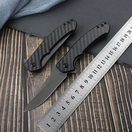 1Pcs H9601 Flipper Folding Knife 440C Black Oxide Drop Point Blade Carbon Fiber with Stainless Steel Handle Outdoor Camping Hiking EDC Pocket Knives