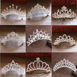 Hair Clips Moda Moda Multi-Fyle Pearl Rhinestone Tiara and Crown with Comb Wedding Princess Diadem Jewelry Acessórios para mulheres SL