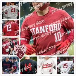 College Baseball Indossa NCAA Stanford Cardinal # 10 Maverick Handley 12 Duke Kinamon 20 Brendan Beck 21 Tim Tawa 44 Christian Robinson Rosso Bianco 2019 Maglia da baseball