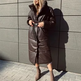 Women's Down Parkas Malina Winter Fashion Straight Loose Coats Elegant Pockets Long Cotton Jackets Female Ladies JM 220905