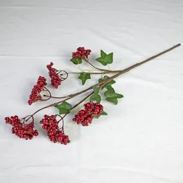 Faux Floral Greenery 3 Fork Simulation Simulation Berry Red Fortune Branch Blueberries Artificial Home Decoração de Natal J220906