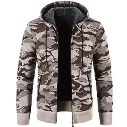 Herrenpullover Strickjacke Camouflage Bedruckte Pulloverjacke Lässiger Trend Lose Kapuze 220905