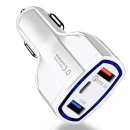QC3.0 Quick 2 Port Chargers 6.8A LED Dual Port USB Car Charger med typ C