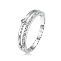 Panash 100 ٪ 925 Sterling Silver Line Sense Ring Fashion Clear Cz Zircon Rings for Women Wedding Jewelry Gift Fashion Gift