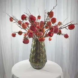 Faux Floral Greenery Simulation Of Persimmon Fruit Branches Fake Flowers New Year's Eve Flower Piece Living Room New Year Decoration Dried J220906