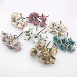 Faux Floral Greenery Wedding Brooch Roses Head Scrapbooking Flower Wall Bridal Accessories Clearance Diy Gifts Box Artificial Flowers Cheap J220906