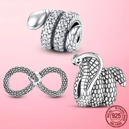 925 Серебряные шармовые бусины свисают на гремучая змея Cobra ouroboros bead fit pandora braclet braclet diy